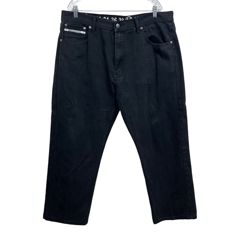 Akademiks AKDMKS Jeans Straight Leg  5 Pocket Zip Hi Rise Blue Men Sz 40WX28L*